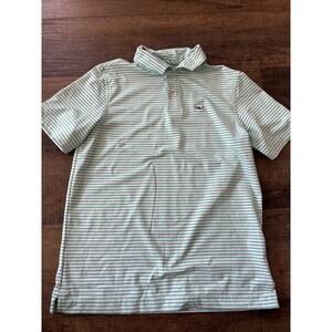 Vineyard Vines Boys 12-14 Polo Shirt Dri-fit Performance Green Stripes
